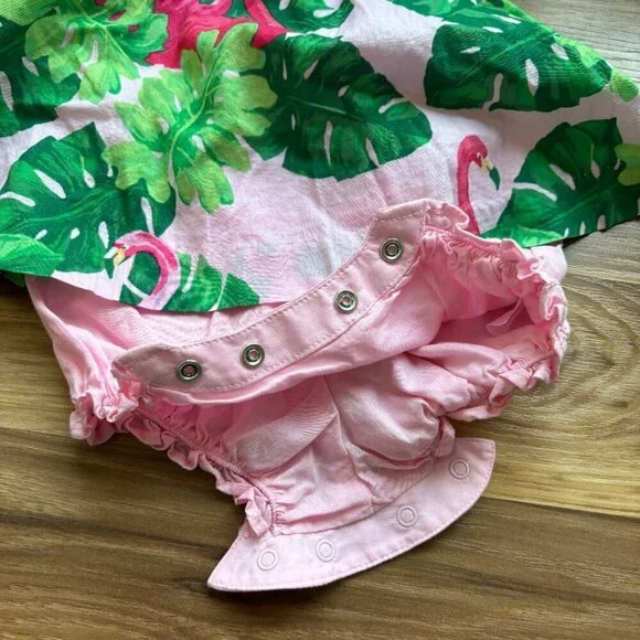 Janie and Jack Baby Tropical Flamingo Ruffle Romper - Picture 8 of 10